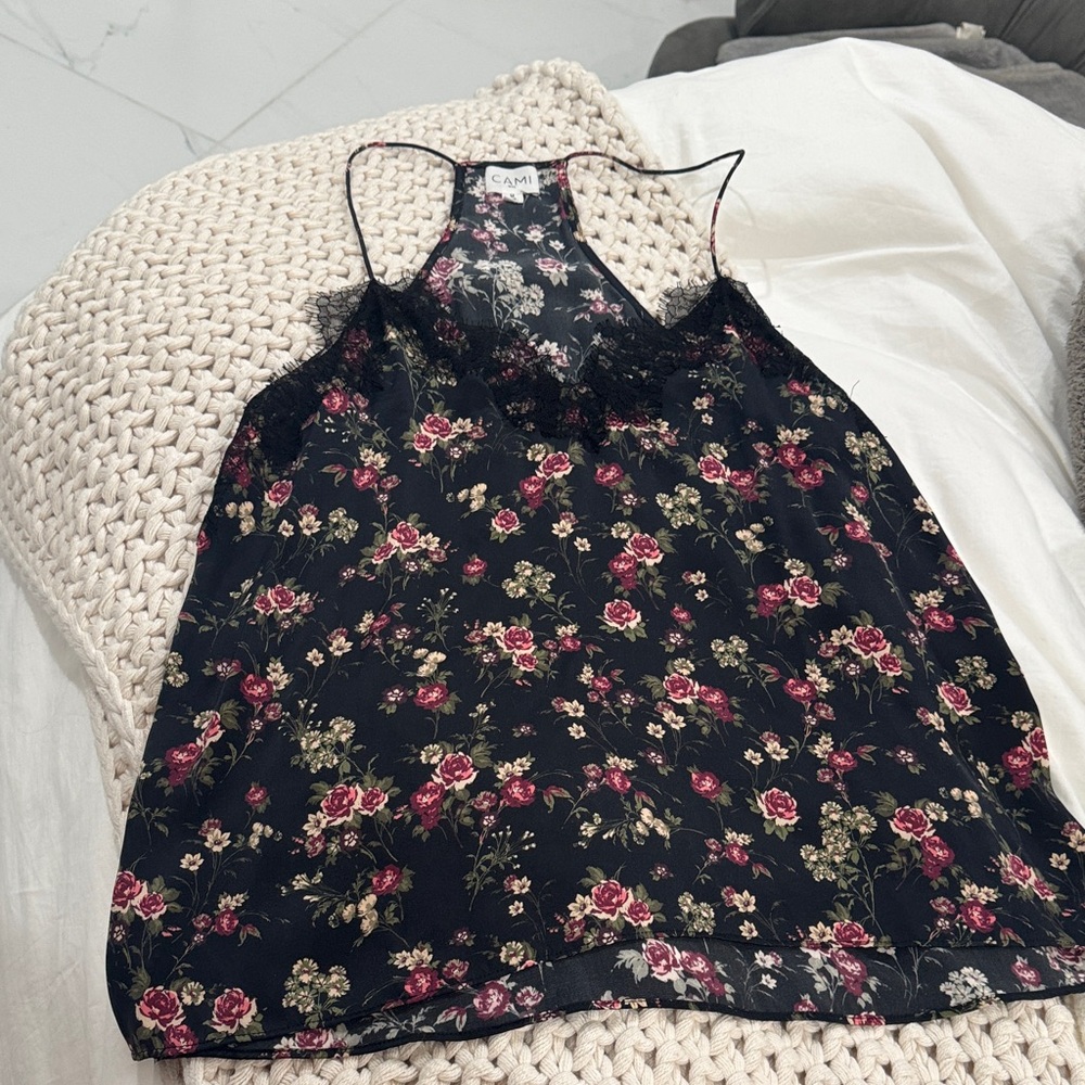 Cami NYC Floral Print Top with Lace